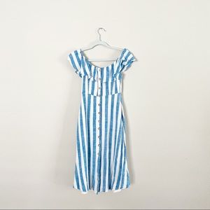 Lulus sunny days striped ruffle sleeve dress